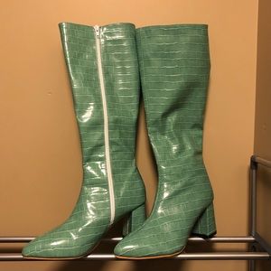 Teal snake skin boots